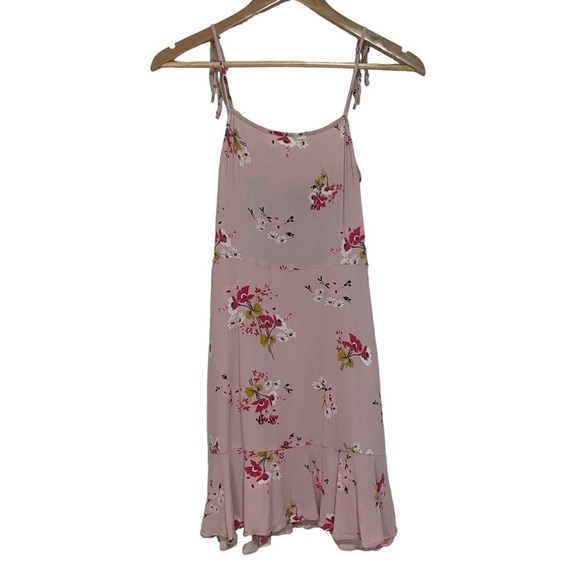 Express pink floral ruffle hem fit and flare sleeveless dress XXS Y2K Fairycore - Picture 3 of 6